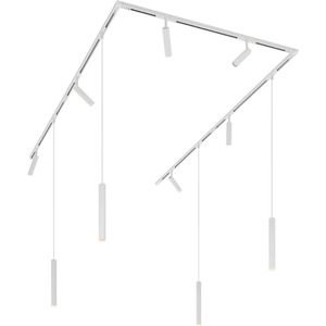 Modern railsysteem met 6 spots en 4 hanglampen wit 1-fase - Slimline Uzzy Keno