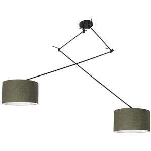 Hanglamp zwart met kap 35 cm groen verstelbaar - Blitz II