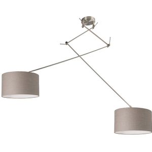 Hanglamp staal met kap 35 cm taupe verstelbaar - Blitz II