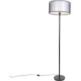 Design vloerlamp zwart met zwart-wit kap 47 cm - Simplo