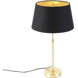 QAZQA Parte - Klassieke Tafellamp met Kap - 1 Lichts - H 665 Mm - Zwart Goud