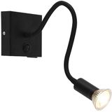 Moderne flexibele wandlamp USB zwart - Zeno