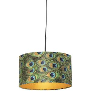 QAZQA combi - Klassieke Hanglamp met kap - 1 lichts - Ø 350 mm - Multicolor - Woonkamer | Slaapkamer | Keuken