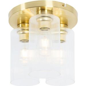 Art Deco plafondlamp goud met glas 3-lichts - Laura