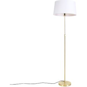 Vloerlamp goud/messing met linnen kap wit 45 cm - Parte