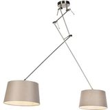 Hanglamp met linnen kappen taupe 35 cm - Blitz II staal