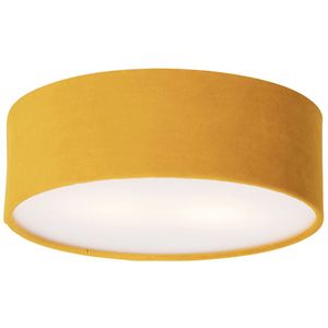 Plafondlamp oker 30 cm met gouden binnenkant - Drum
