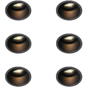 Set van 6 moderne inbouwspots zwart verstelbaar - Alloy