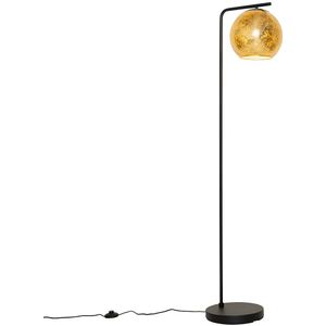 Design vloerlamp zwart met goud glas - Bert