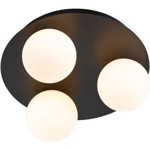 QAZQA cederic - Moderne Plafondlamp - 3 lichts - Ø 23 cm - Zwart - Buitenverlichting