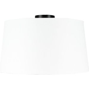 Plafondlamp mat zwart met witte kap 45 cm - Combi