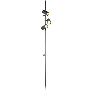 Slimme wandlamp zwart met voetschakelaar 3-lichts incl. 3 Wifi GU10 50mm - Jeana Luxe