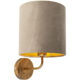 Vintage wandlamp goud met taupe velours kap - Matt