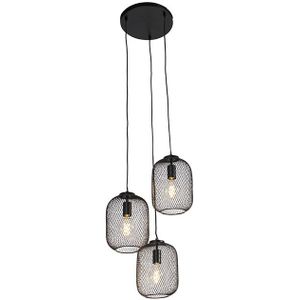 IndustriÃ«le hanglamp zwart 45 cm 3-lichts - Bliss Mesh