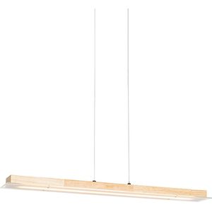 Landelijke hanglamp hout incl. LED met touchdimmer - Platina