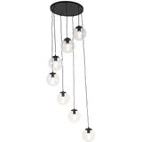 Art deco hanglamp zwart 7-lichts - Pallon