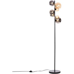 Art Deco vloerlamp zwart met smoke en goud 7-lichts incl. G9 - Wess