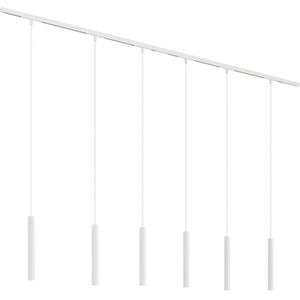 Modern railsysteem met 6 witte pendellampen 1-fase - Slimline Keno