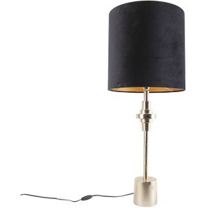 Art Deco tafellamp goud velours kap zwart 40 cm - Diverso