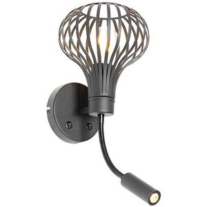 QAZQA saffira - Moderne LED Wandlamp voor binnen - 1 lichts - D 250 mm - Zwart - Woonkamers-sSlaapkamer