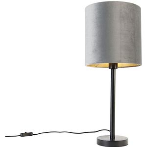 Moderne tafellamp zwart met kap grijs 25 cm - Simplo