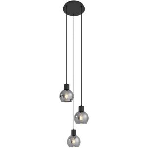 QAZQA vidro - Art Deco Hanglamp - 3 lichts - Ø 22 cm - Grijs - Woonkamers-sSlaapkamers-sKeuken
