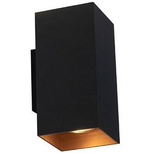 Design wandlamp zwart met goud vierkant - Sab