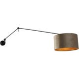 QAZQA Blitz - Moderne Wandlamp met Kap Voor Binnen - 1 Lichts - D 35 cm - Zwart Goud