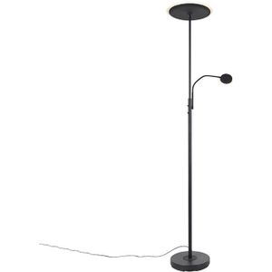 Moderne vloerlamp zwart incl. LED met afstandsbediening en leesarm - Strela