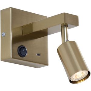 Moderne wandlamp goud met USB-C kantelbaar - Rex