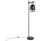 Art deco vloerlamp zwart met smoke glas - Kevin