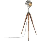Vloerlamp met houten driepoot en studiospot - Tripod Shiny
