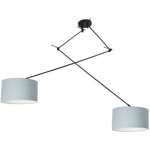 Hanglamp zwart met kap 35 cm lichtblauw verstelbaar - Blitz II