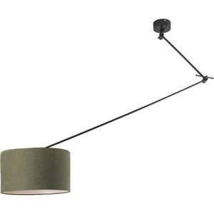 Hanglamp zwart met kap 35 cm groen verstelbaar - Blitz I