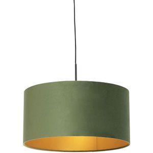 Hanglamp met velours kap groen met goud 50 cm - Combi