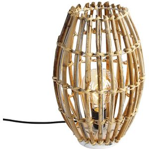 Landelijke tafellamp bamboe met wit - Canna Capsule