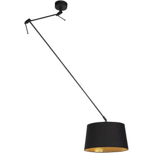 Hanglamp met katoenen kap zwart met goud 35 cm - Blitz I zwart