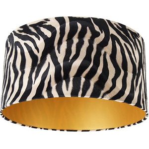 QAZQA Cilinder Velours - Klassieke Lampenkap - Ø 50 cm - Zebra Print -