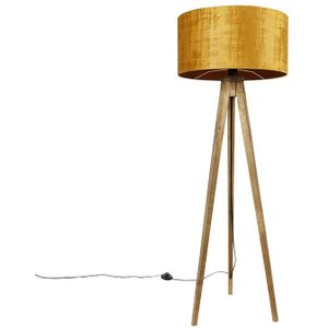 Landelijke tripod vintage hout met kap goud 50 cm - Tripod Classic