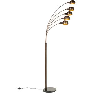Design vloerlamp donkerbrons met goud 5-lichts - Sixties Marmo