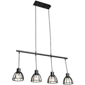 IndustriÃ«le hanglamp zwart 4-lichts - Fotu