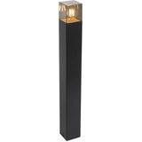 Staande buitenlamp zwart 70 cm IP44 met smoke glass - Denmark