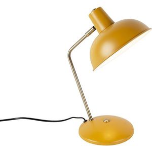Retro tafellamp geel met brons - Milou