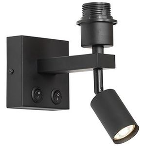 Moderne wandlamp zwart met leeslamp - Brescia