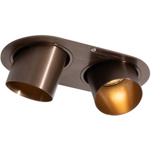 Afgeronde inbouwspot donker brons GU10 50mm 2-lichts - Installa