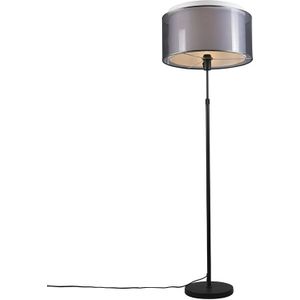 Vloerlamp zwart met zwart/witte kap 47 cm verstelbaar - Parte