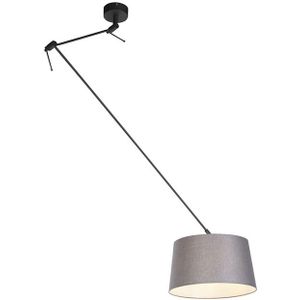 Hanglamp met linnen kap donkergrijs 35 cm - Blitz I zwart