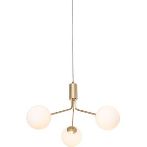 Moderne hanglamp goud met opaal glas 3-lichts - Coby