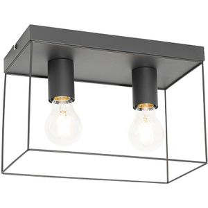 QAZQA kodi - Moderne Plafondlamp - 2 lichts - L 30 cm - Zwart - Woonkamer | Slaapkamer | Keuken