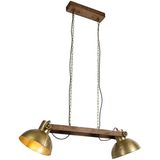 IndustriÃ«le hanglamp goud 2-lichts met hout - Mangoes